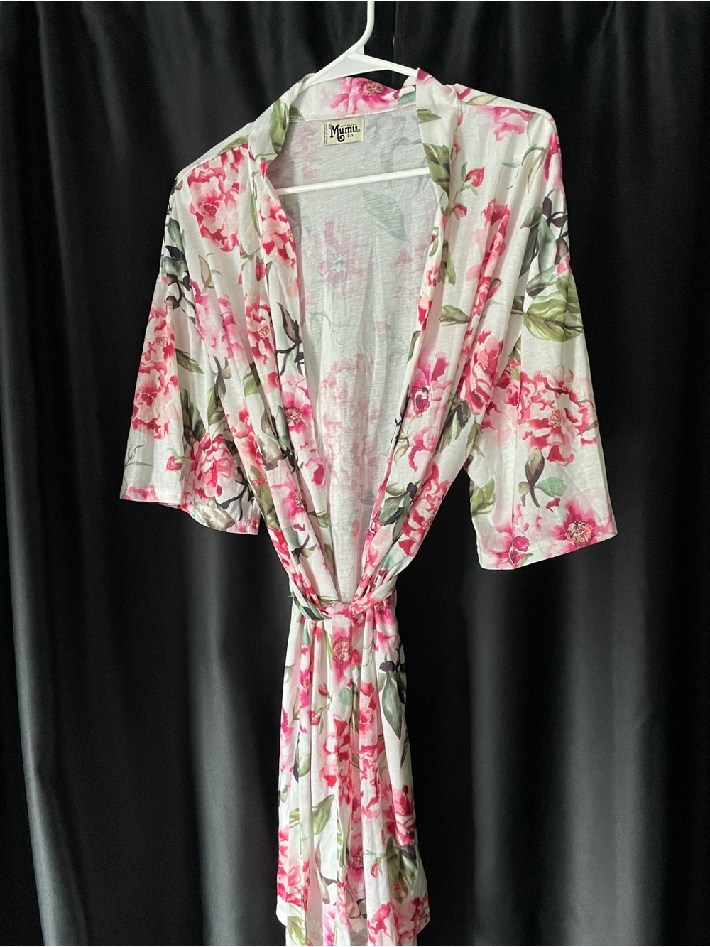 Show Me Your MuMu Pink Floral Tie-Waist Robe- One Size - New Without Tags